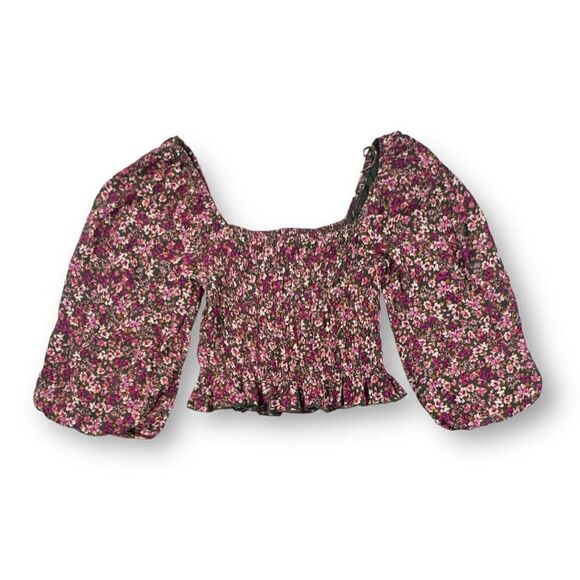 Lucy Paris Floral Balloon Sleeve Top Size Small - Picture 1 of 6